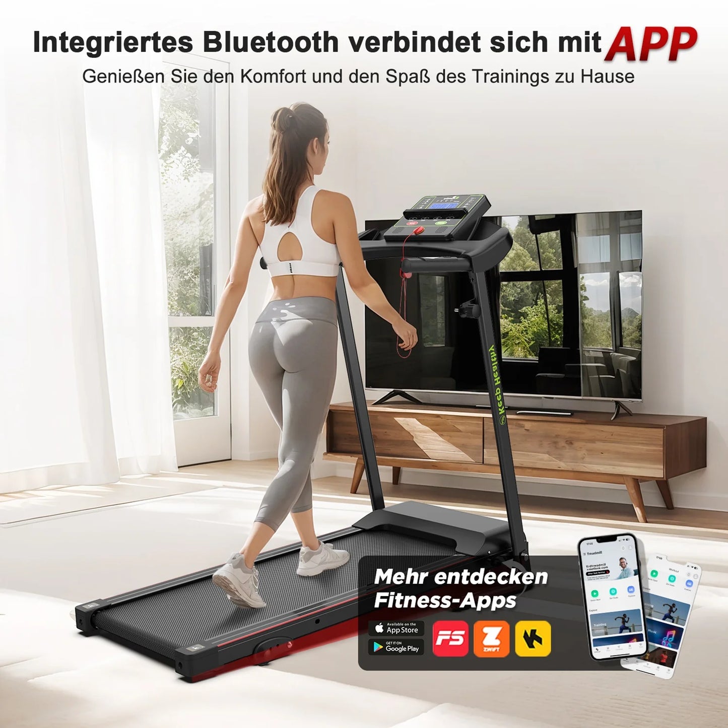 Opvouwbare Loopband – Elektrische Loopband – Home Trainer – Fitness Loopband – Hardloopband – Bluetooth Connectiviteit – Schokabsorberend Dempingssysteem