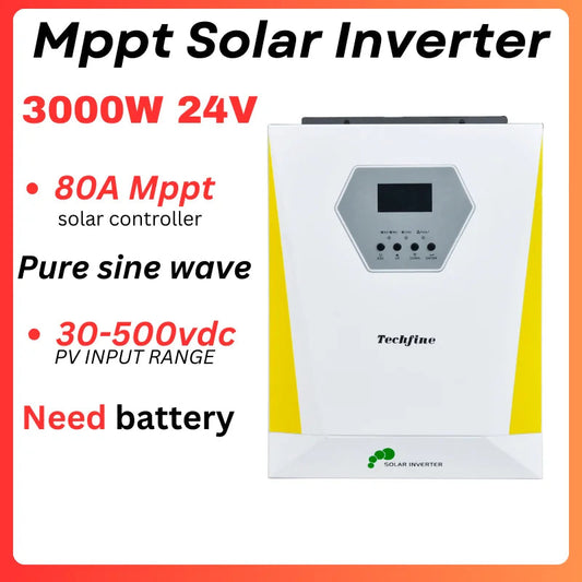 3000W Hybride Zonne-energie Omvormer – Solar Inverter – Off-Grid Omvormer – MPPT Omvormer – Zonnepaneel Regelaar – 24V Systeem – 80A MPPT Lader – Pure Sinusgolf Uitgang