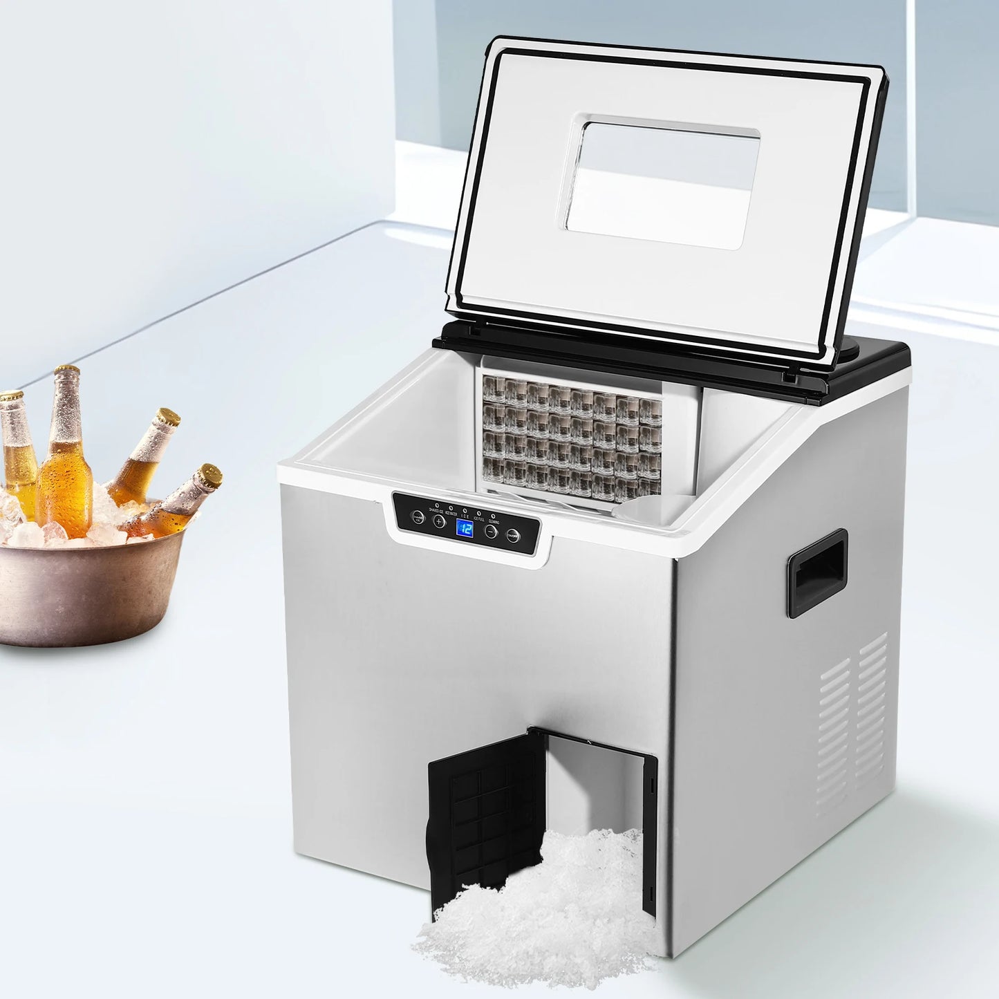 Ijsblokjesmachine - Elektrische Ijsblokjesmachine - Ijsmaker - Ijsmachine -150-180W - Automatische reiniging Luchtgekoeld - met LCD-scherm