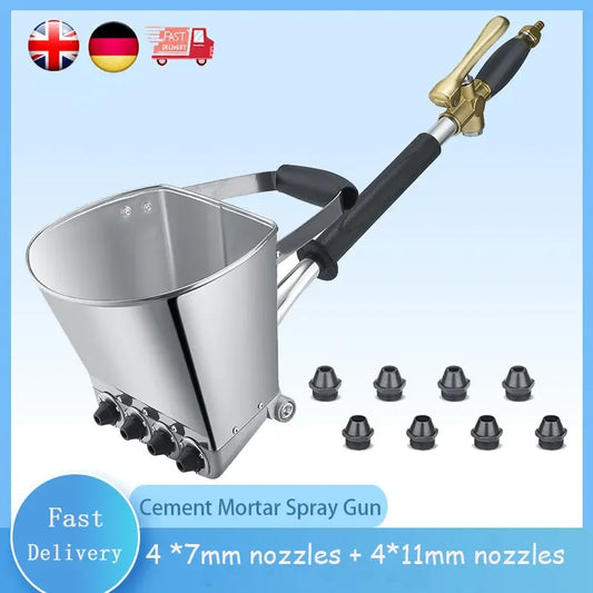 Mortar Spuitpistool - Cement Spuitpistool - Paint Spray Gun -multifunctionele spuitpistool - 4 Spuitgaten - 2.0 kg - Grijs