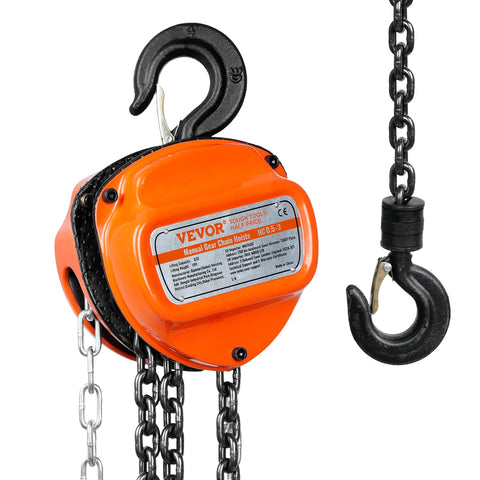 Chain Hoist - Manual Chain Hoist - Pulley - Pulley - 1 Ton - 10 FT - with Come Along G80 Galvanized Carbon Steel - for - Garage Factory Dock