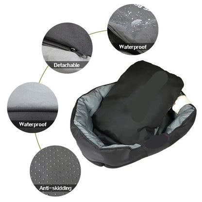 Hondenmand - Hondenkussen - Hondenbed - Hondenmanden - 110 x 80 x 22 cm - Waterdichte - Extra Groot Kalmerend Ligbed voor Alle Seizoenen - Donutmand - Wasbaar - Fluffy - Met Afneembaar Kussen - Oxford Stof – Hondenbank – voor Binnengebruik - Zwart