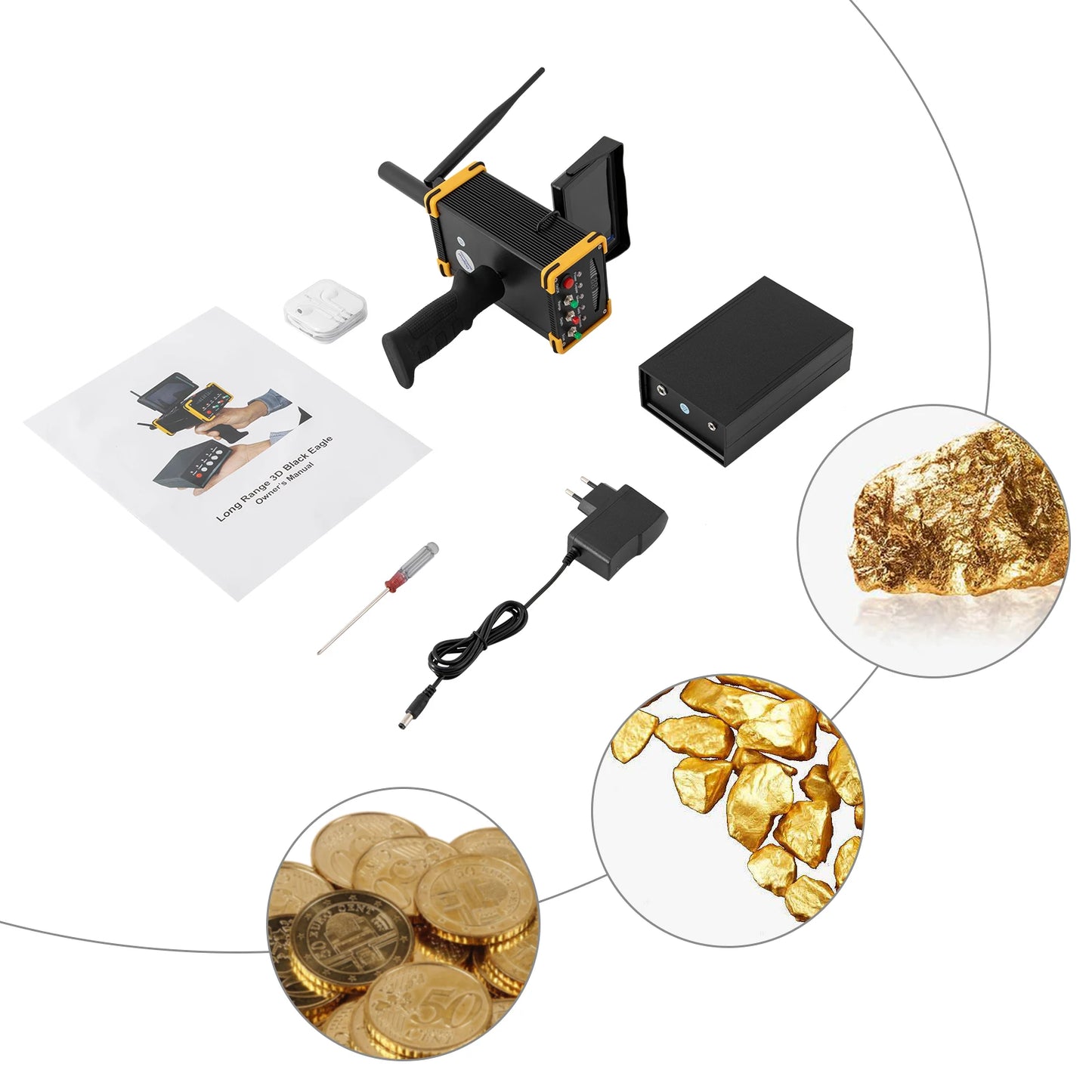 Metaaldetector – Schatzoeker – Metaalvinder – Dieptemeter – Geavanceerd – Detectieafstand 1000 Meter – Automatisch 360° Rotatiesysteem