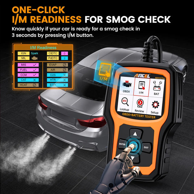 OBD2-Scanner - Diagnosecomputer - Slimme Diagnosetool - Foutverwijdering - Batterijtest - Codelezer - Autodiagnose - Werkzeuge batterijtest - Motorstart - Autodiagnose - Zwart