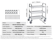 Laboratoriumkar - Wagen - Kar - Roestvrij Staal - 3 Lagen - Lab Utility Cart Medische Kar - met Vergrendelbare Universele Wielen - Lab Kliniek Keuken Salon