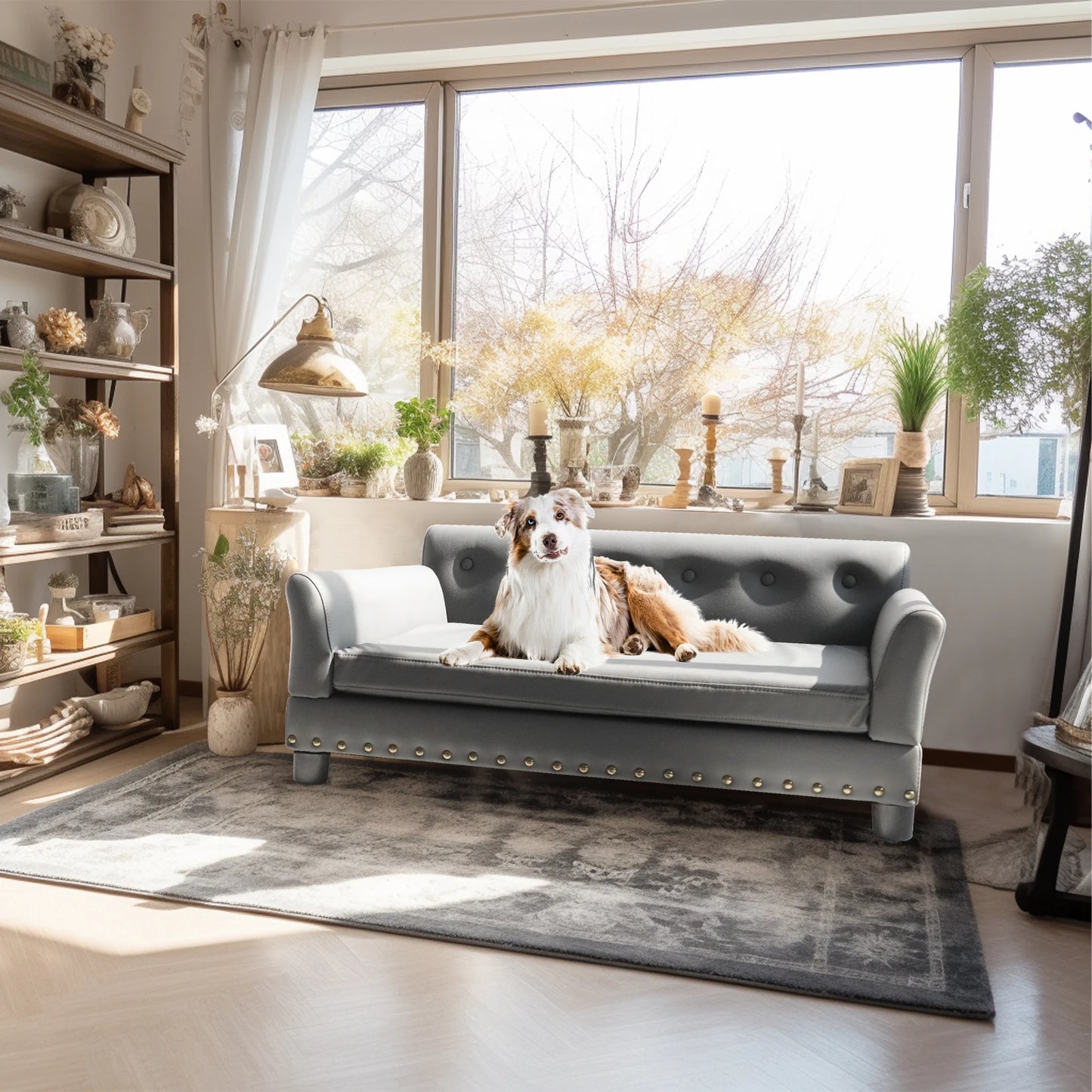 Hondenbed - Hondenkussen - Sofa Mat - Microfiber Lederen Hoes - 120x74x40 cm - voor Grote Honden - met Verwijderbaar Kussen
