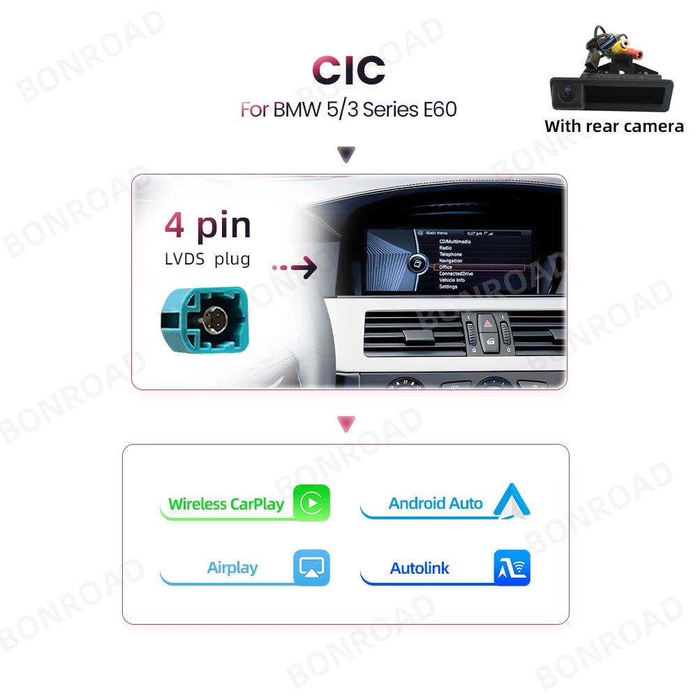 Multimedia Speler BMW 3- en 5-Serie – CarPlay Radio – Android Auto Unit – Touchscreen Navigatie – Achteruitrijcamera – 8,8 Inch Scherm – Stuurwielbediening - QUORE