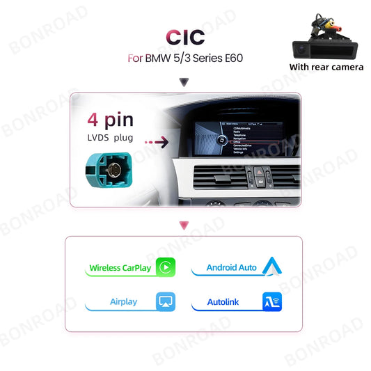 Multimedia Speler BMW 3- en 5-Serie – CarPlay Radio – Android Auto Unit – Touchscreen Navigatie – Achteruitrijcamera – 8,8 Inch Scherm – Stuurwielbediening - QUORE