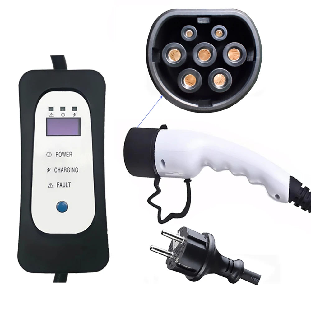 Laadkabel Voor Elektrische Auto – Oplaadkabel – EV Laadkabel – Elektrische Autolader – 10 Meter Lengte – Instelbare Stroomsterkte – IP54 Waterdicht