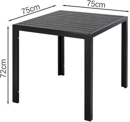 Tuintafel - Klaptafel - Balkontafel - Picknicktafel - 75x75cm - Aluminium + Houtplastic WPC, Eettafel, Bistro Balkon Patio Tafel, Weer- en Hittebestendig - AntiSlip - Campingtafel - Geel