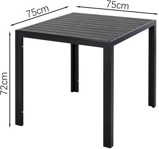 Aluminium Tuintafel – Balkon Tafel – Bistrotafel – Buiten Tafel – Tuin Eettafel – Weerbestendig – 75x75x72 cm – Zwart Design - QUORE