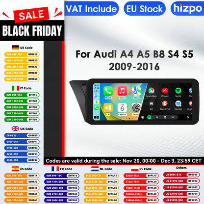 Hizpo AI Voice WIFI 4G-LTE Android 13 Car Radio for Audi A4 A5 B8 S4 S5 2009-2016 Multimedia Video Player GPS 2din BT Autoradio