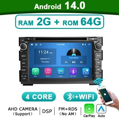 Autoradio – Carplay Autoradio – Android Auto Radio – Multimedia Radio – 2-DIN Autoradio – 7 inch Touchscreen – Wireless CarPlay & Android 14 – 4G LTE Connectiviteit