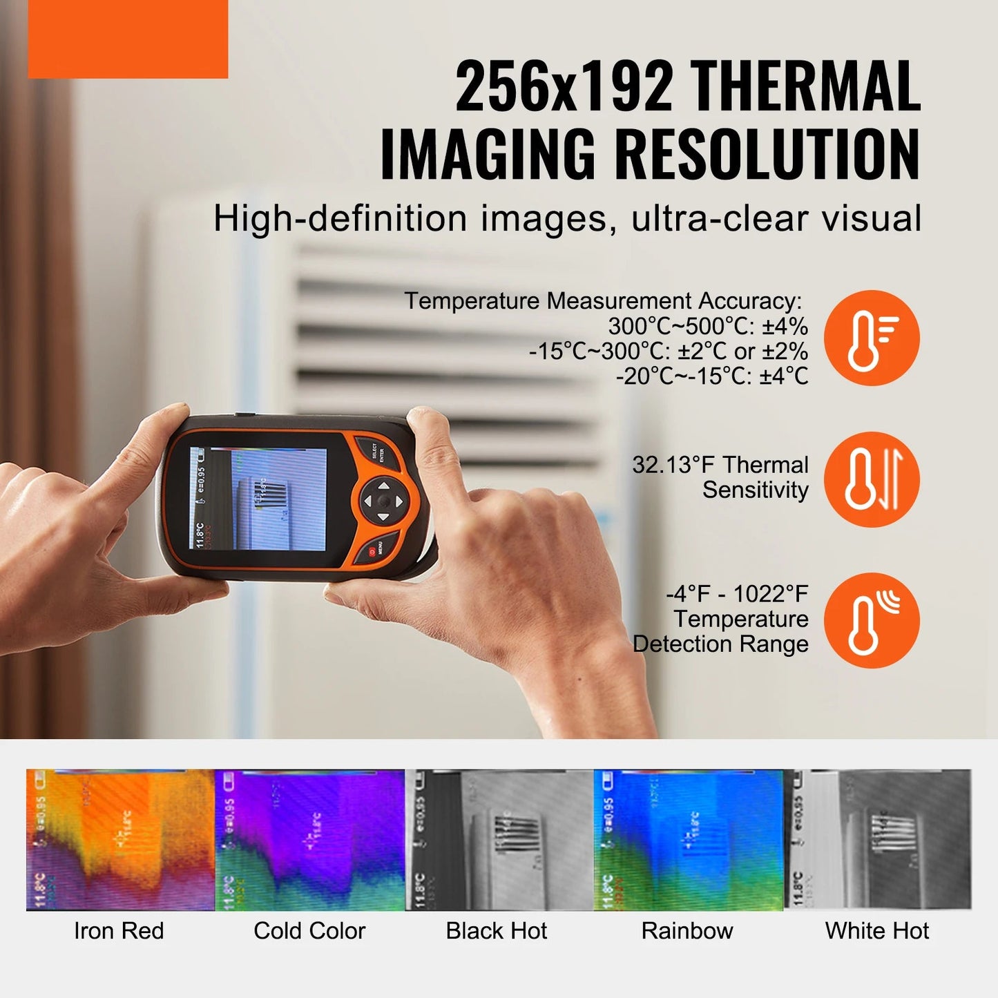 Warmtemelder – Warmtedetectiecamera – Thermische Camera – Infraroodcamera – Temperatuurmeter – 256x192 IR-Sensor – 3,2 Inch Touchscreen
