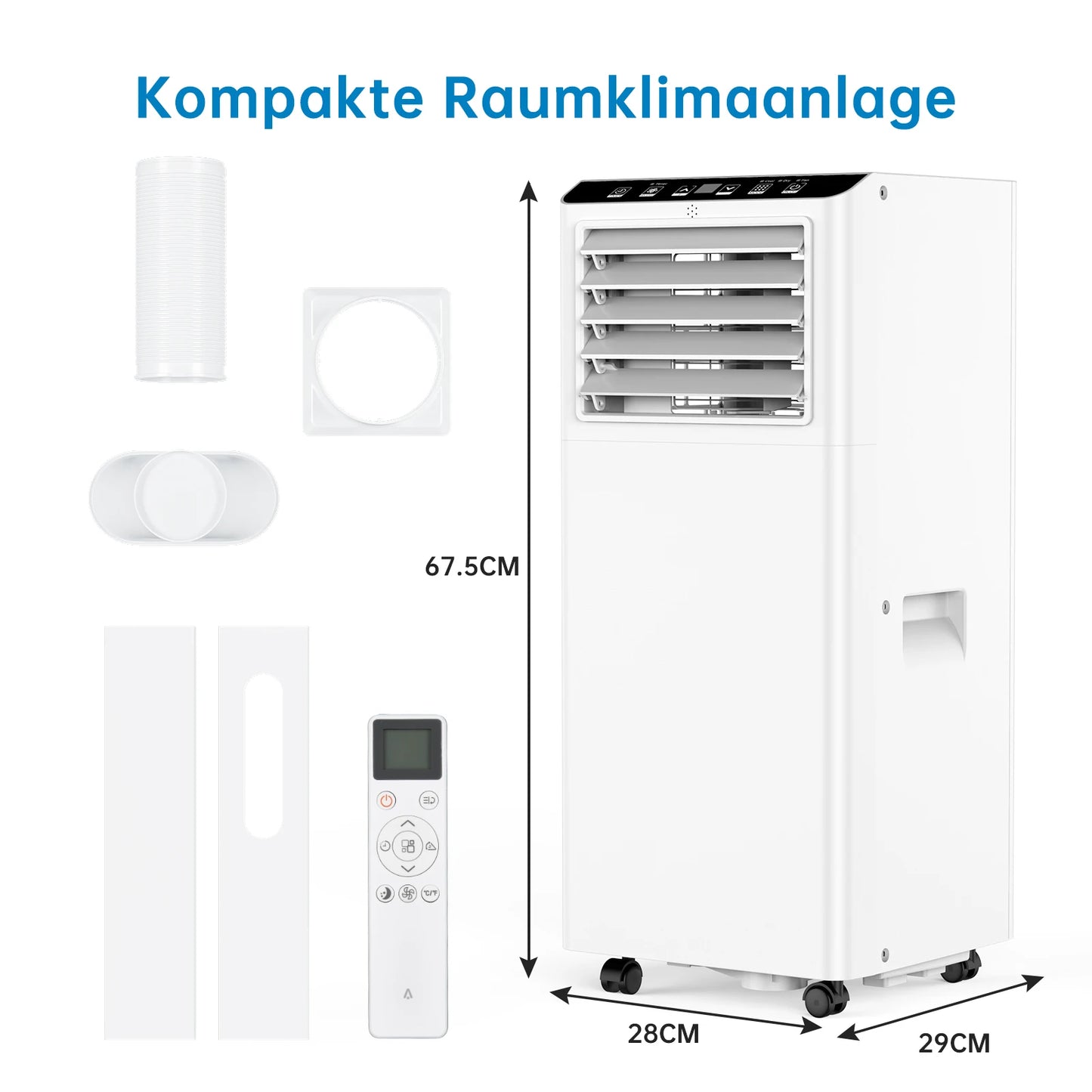 Mobiele Airco – Draagbare Airconditioner – Verplaatsbare Koeler – Mini Airco – 7000 BTU – 4-in-1 Functie – Geruisloos Met Afstandsbediening