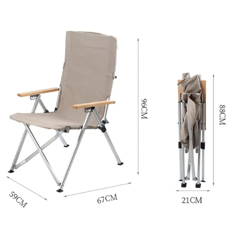 Opvouwbare Campingstoel - Kampeerstoel - Strandstoel - Lounge Stoel - Klapstoel - met Armleuningen - Draagbare - voor Vissen - Strand - Tuin - en Camping - Khaki