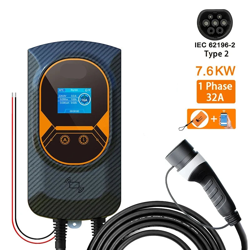 Laadpaal – Elektrische Auto Oplader – EV Charger – Laadstation – Thuisladen – 7.6KW - 32A - 1 Phase – IP66 Weerbestendig - QUORE