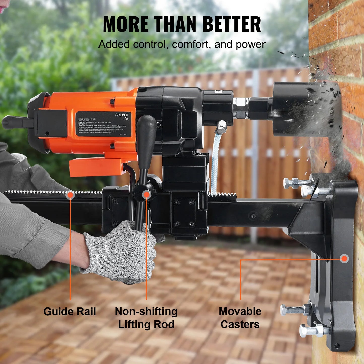 SucceBuy 2500W Diamond Core Drilling Machine 10in Wet Concrete Core Drill Rig Stand Wheels 750RPM Speed 10in Drilling Diameter