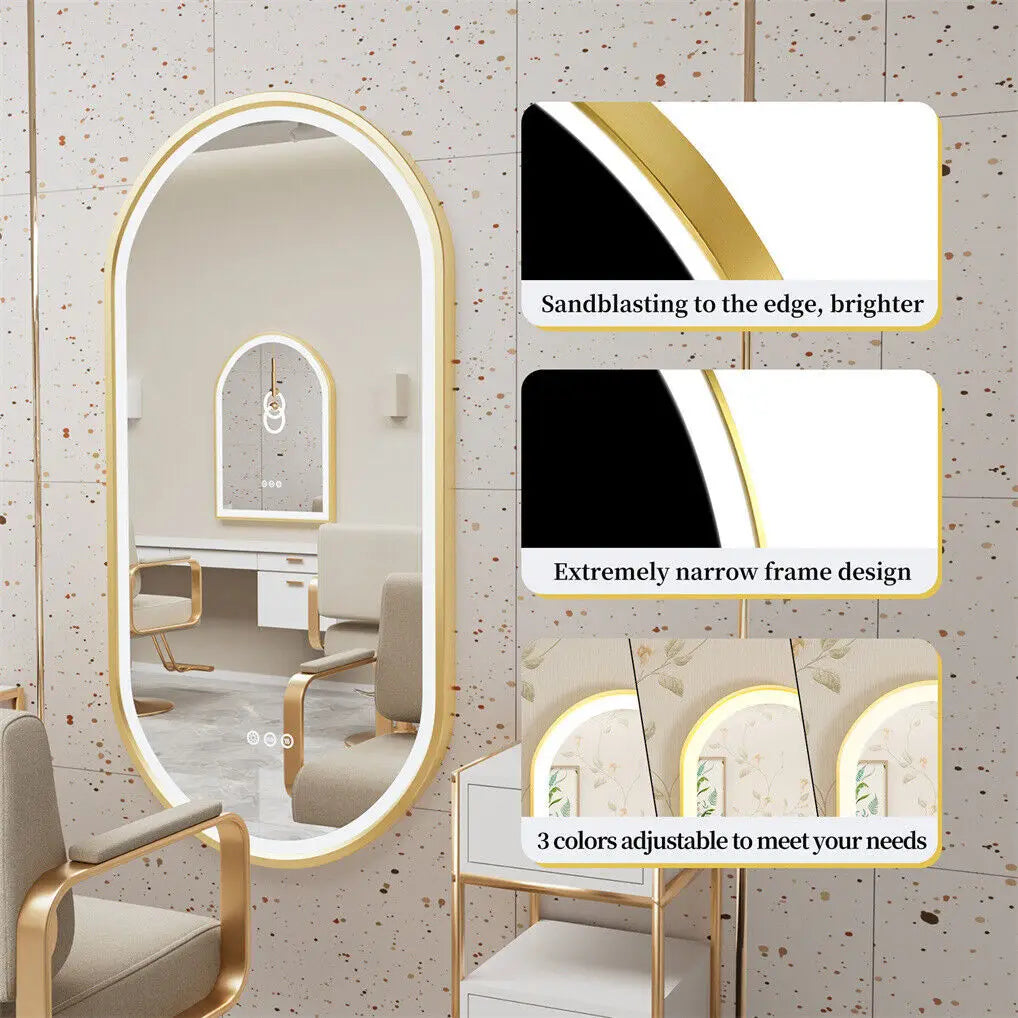 Badkamerspiegel – LED Spiegel – Ovale Spiegel – Gouden Spiegel – Anti-condens – Verstelbare Verlichting – Hoogwaardig Aluminium - 1000X500MM