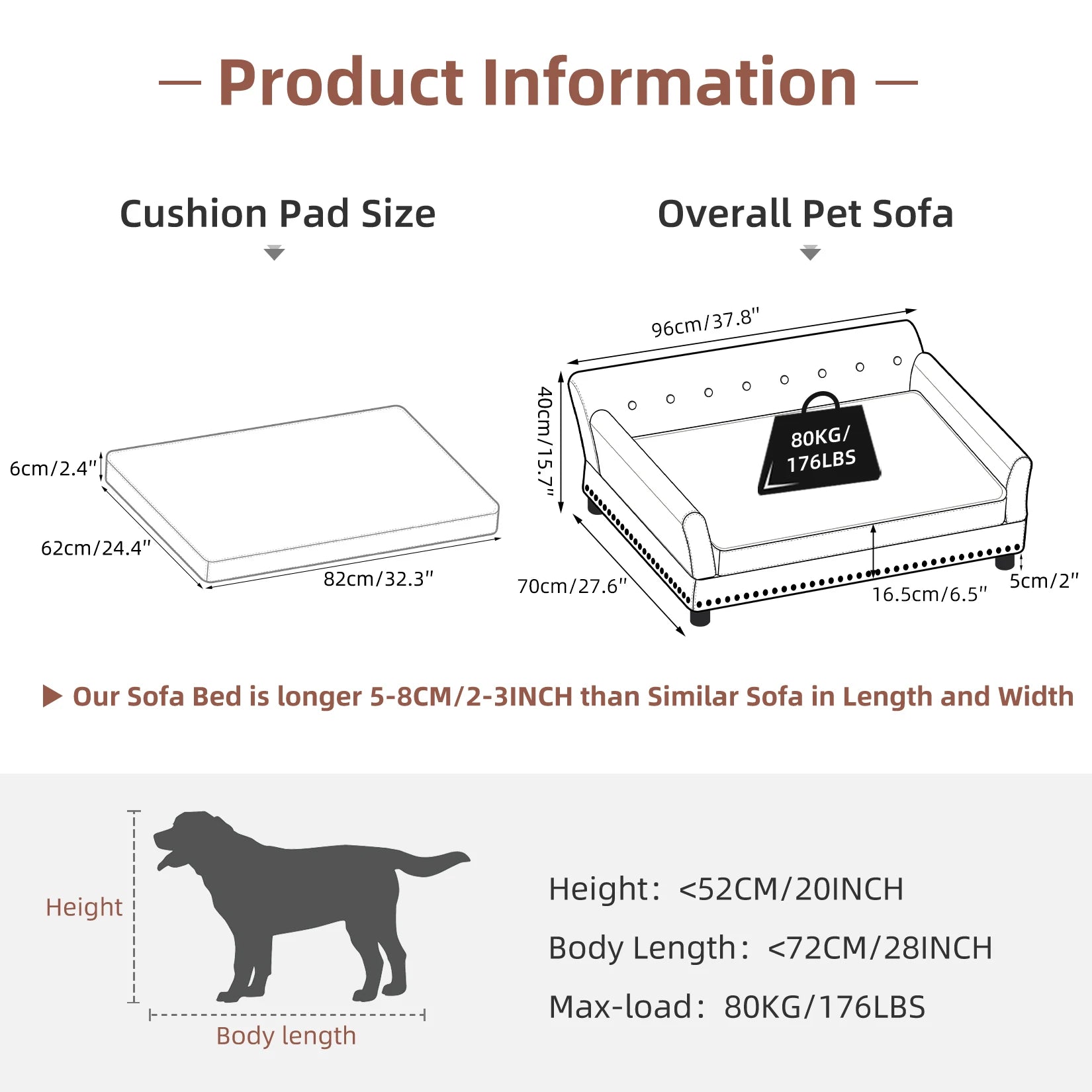 Hondenbed – Hondenmand – Hondenkussen – Hondenbank – Dog Sofa – Groot formaat – Waterafstotend PU-leer – Uitneembaar kussen - QUORE