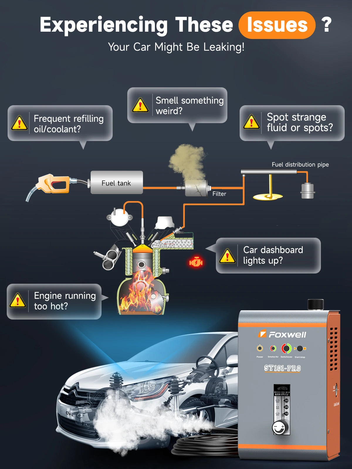 Rooktester Auto – Lekdetectie – Rookgenerator – Luchtpomp – Flowmeter – Ingebouwde Luchtpomp – Temperatuurbeveiliging - QUORE