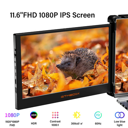Draagbare Monitor – Tweede Scherm – Laptop Monitor – Extra Display – Portable Scherm – 11,6 Inch IPS Full HD – 195 Graden Draaibaar