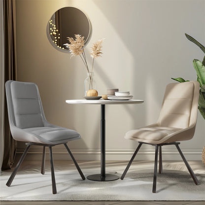 Eetkamerstoelen – Draaistoelen – Stoelen Met Hoge Rugleuning – Moderne Eetkamerstoelen – 360° Draaibaar – Synthetisch Lederen Bekleding – Eucalyptus Houten Frame