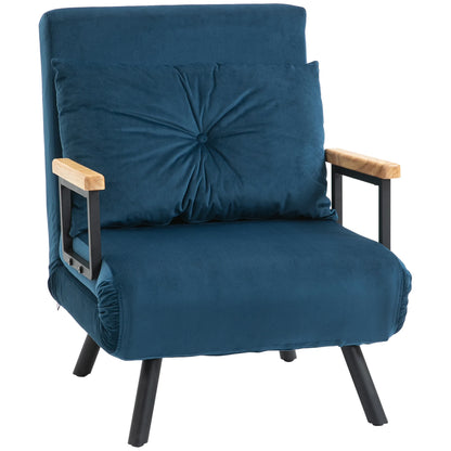 Slaapbank – Slaapstoel – Bank – Sofa – Bedbank – Verstelbare Rugleuning 5 Standen – Velvet Bekleding Diep Navy Blauw - QUORE