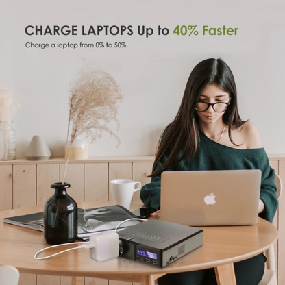 Solar Powerbank - Powerstation - Draagbare - Krachtcentrale - met 60W - Opvouwbaar Zonnepaneel - USB-C Uitgang - voor Thuis - Tenten - Buiten - Kamperen - Noodsituaties - 41600Mah - 200W - 100-240V - 50/60Hz - Zwart - QUORE