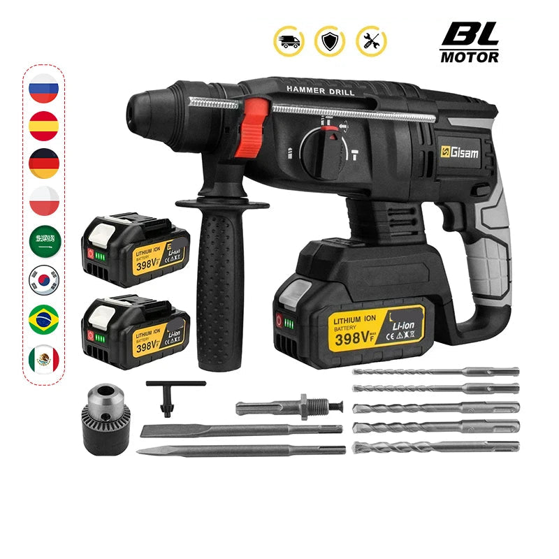 Accuboormachine - Boorhamer - Accu Schroefboormachine - Brushless Accu Boorhamer - 26MM - Multifunctionele Schroefmachine met 2 Batterijen
