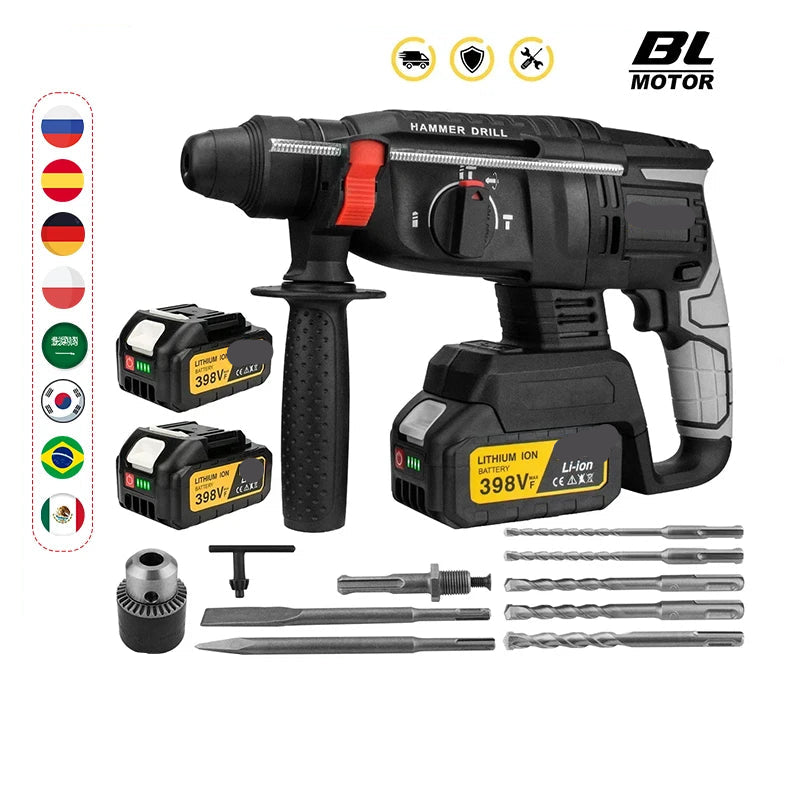 Accuboormachine - Boorhamer - Accu Schroefboormachine - Brushless Accu Boorhamer - 26MM - Multifunctionele Schroefmachine zonder Batterij