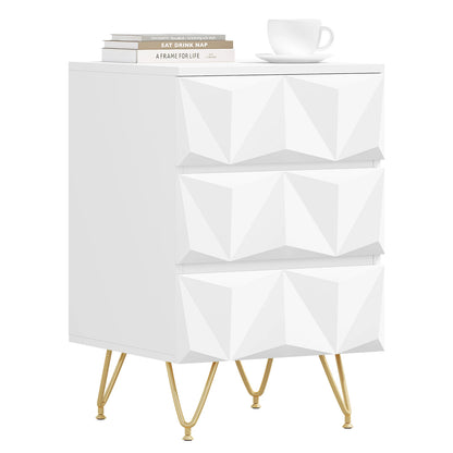 Nachtkastje - Salontafel - Bijzet - MDF - Opbergeenheid - met 3 Lades - 40x53x40cm - voor Slaapkamer - Woonkamer - Interieurdecoratie - Wit