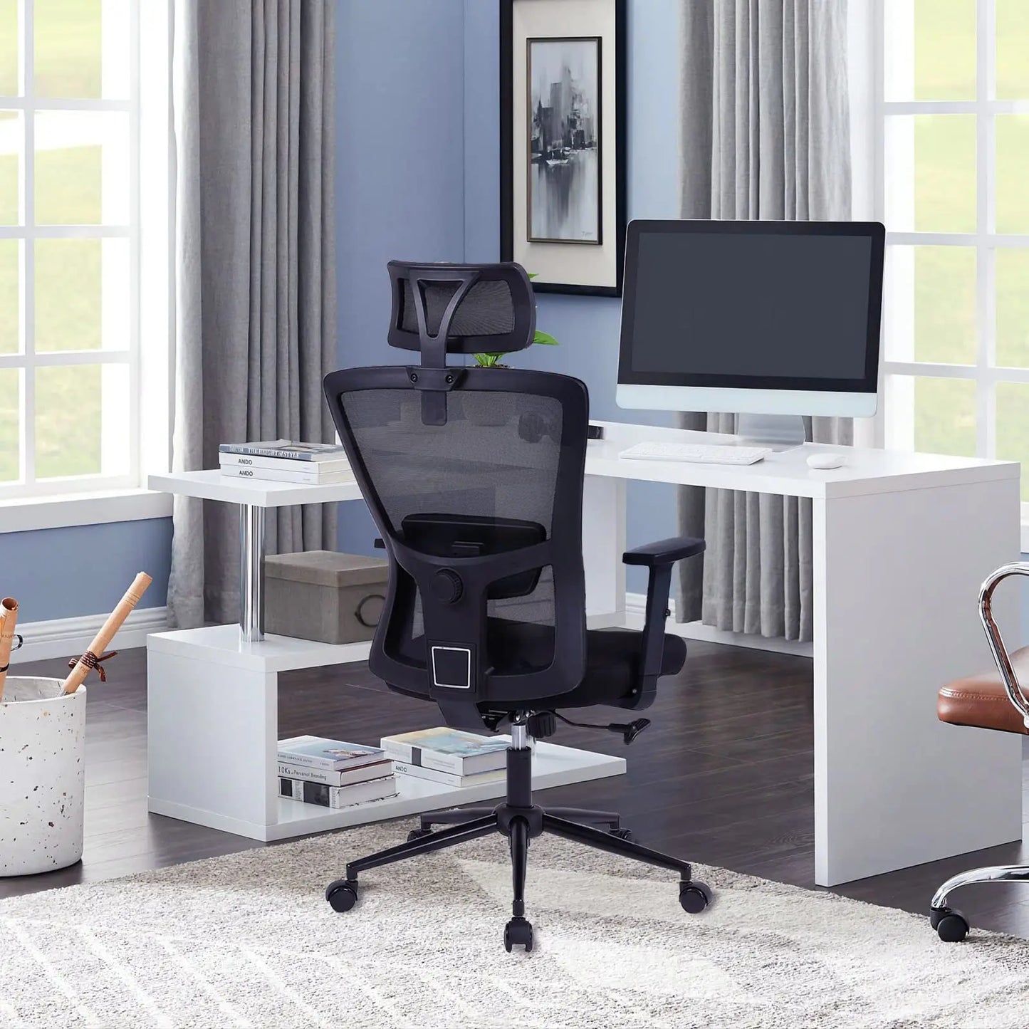 Bureaustoel – Ergonomische Stoel – Office Chair – Draaistoel – Bureau Stoel – Verstelbare Hoofdsteun – Verstelbare Armleuningen – Ademend Mesh – Hoogte Verstelbaar
