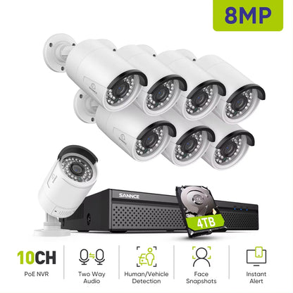 8-Kanaals Beveiligingsset – CCTV Systeem – IP Camera Set – NVR Beveiliging – PoE Beveiliging – 8MP Resolutie – 4TB Opslag – Nachtzicht 30 Meter