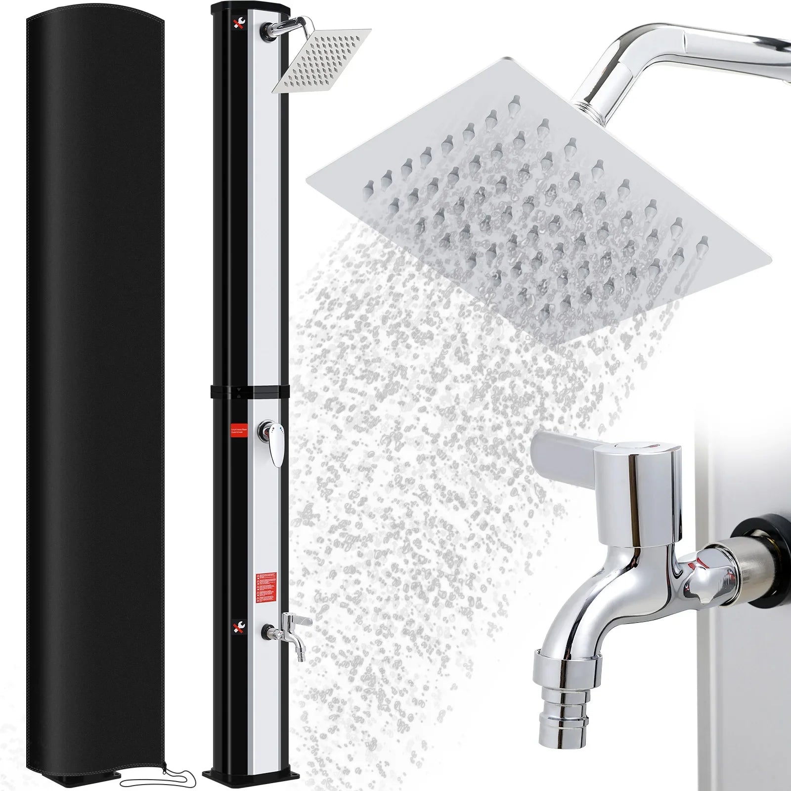 Solar Douche - Douchekraan - Douchepaneel - Camping Douche - Zonnedouche -  35L Solar Shower Kolom – Tuin en Strand Buiten Douche, Koud & Warm Water, Waterproof, Voor Zwembad en Tuin – Zwart - QUORE