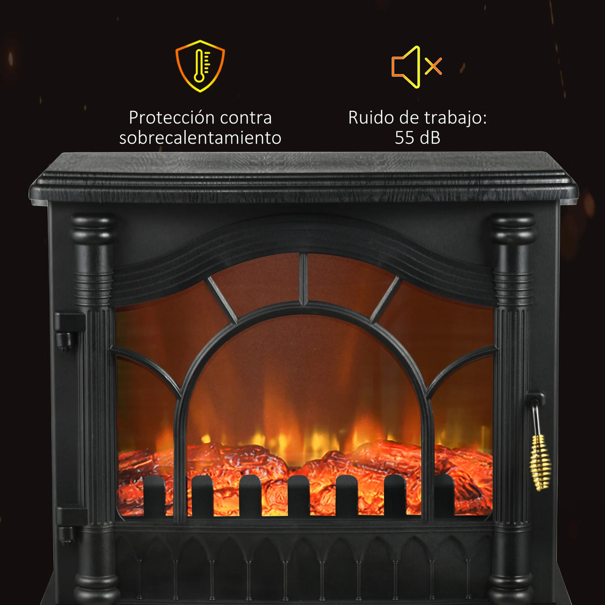 Elektrische Inbouwhaard - fireplace - Elektrische Kachel - Efficiënte Verwarming - Fireplace Heater - Draagbare elektrische open haard - Instelbaar Vermogen Tussen 1000W/2000W - Zwart - QUORE