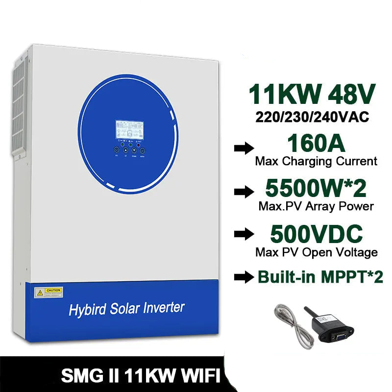 Zonne-omvormer – Solar Inverter – Hybride Omvormer – Off-Grid Omvormer – Zonnepaneel Omvormer – 11kW Capaciteit – Wifi & MPPT Laadregelaar