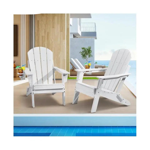 Adirondack - Adirondack Tuinstoel - Loungestoel - Stoel - Set van 2 All-Weather - Draagbare Opvouwbare Pitstoel - met Bekerhouder - Blauw