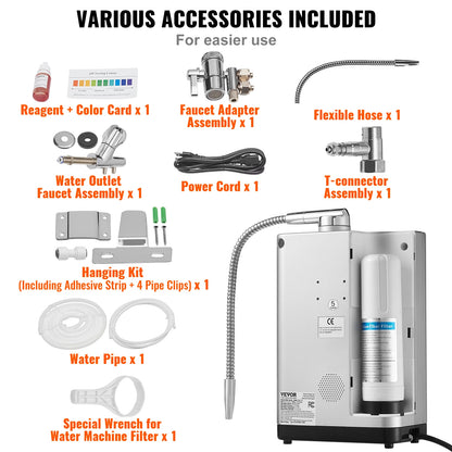 SucceBuy Alkaline Water Ionizer Machine pH 3.5-10.5 Alkaline Acidic Hydrogen Water Purifier