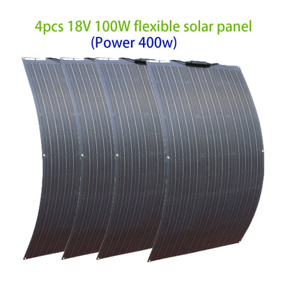 100W 200W 300W 400W Solar Panel Kit or 18V Flexible Mono Photovoltaic Solar plate Power 12V 24V camping car solar panels - QUORE