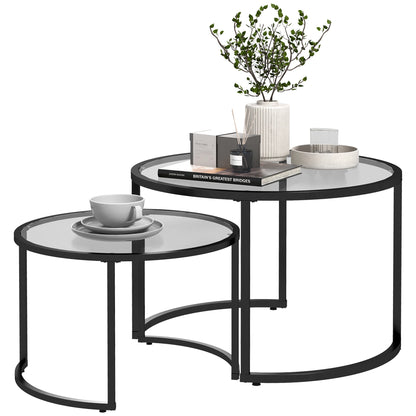 Bijzettafels – Koffietafels – Nachtkastjes – Tafel Set – Stalen Frame – Gehard Glas