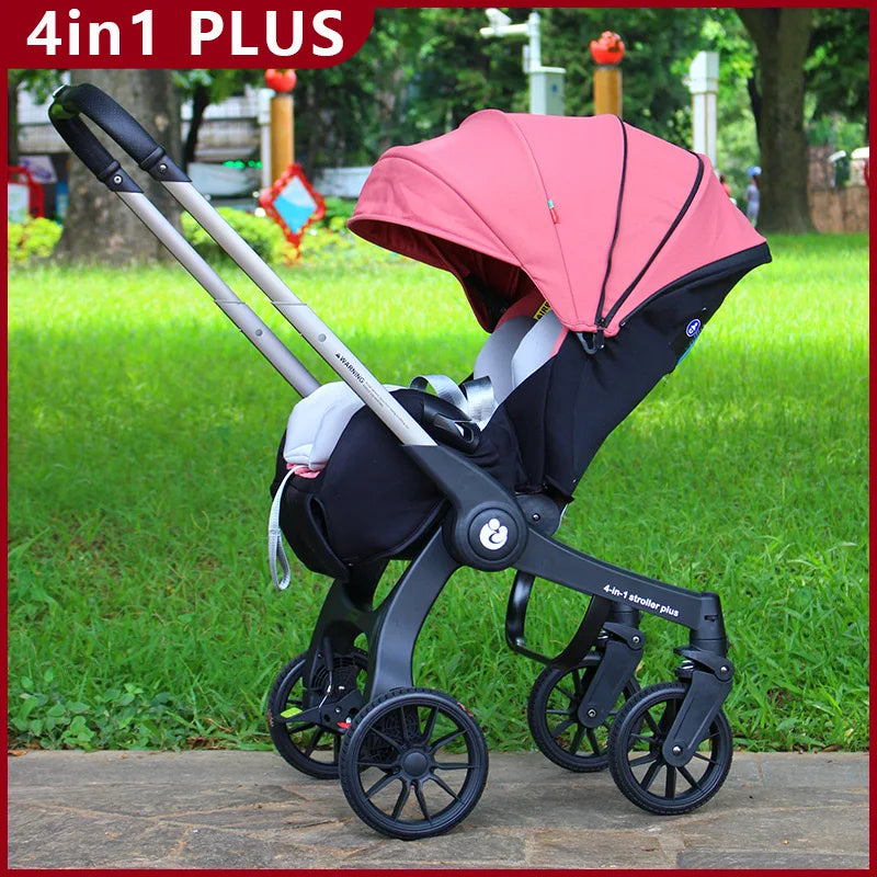 Wandelwagen - 4-in-1 Baby Stroller - Kinderwagen - Buggy - Opvouwbaar – Multifunctioneel – Autostoel - Pram - Lichtgewicht Reiswieg - Zwart