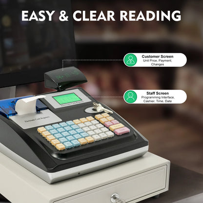 Elektronisch Kassasysteem – Kassalade – Kassa Machine – Betaalsysteem – POS Systeem – 48 Toetsen – Dubbele LED-Display