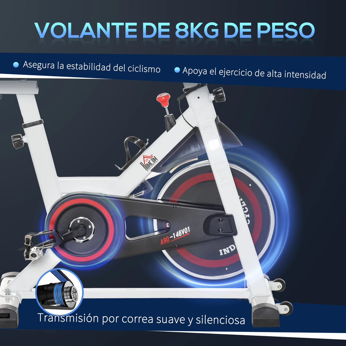 Indoorfietsen - Hometrainers - Spinningfiets - Fitness Fiets - Indoor Cycle - Indoorfiets - Hometrainer - Indoor Bike - Statische fiets - met verstelbare weerstand - LCD-scherm - Wit - Staal en ABS - QUORE