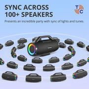 Tronsmart - Luidspreker- BluetoothLuidsprekers- Bluetooth Luidspreker Draadloos- Bluetooth Luidspreker Waterdicht- 130W- met 3-Weg geluidssysteem, gitaaringang en APP-bediening- Zwart Bang Max