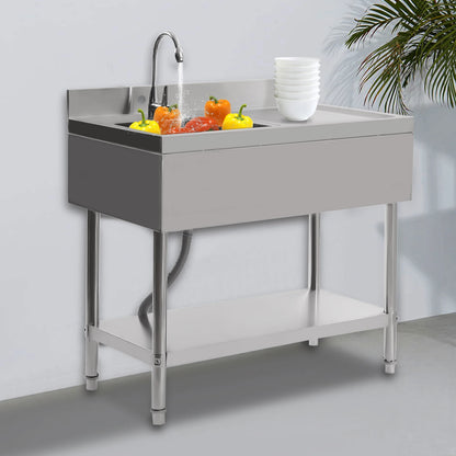 Spoelbak – Gootsteen – Keukenspoelbak – Vrijstaande Spoelbak – Roestvrij Staal – 100x60x80 Cm – Draagvermogen 300 Kg