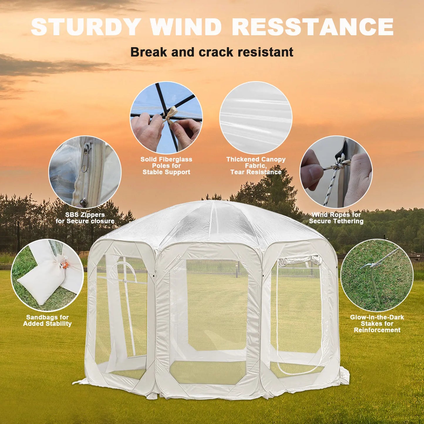 Pop-Up Tent – Bubble Tent – Buiten Tent – Transparante Tent – Waterdicht PVC – Ruim Voor 4-6 Personen - 3X3m - Wit