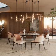 Dining Room Chairs - Chairs - Dining Room Chairs Set of 2 - Faux Leather Upholstery - Comfortable - Modern Design - Wooden Backrest - Ergonomic Design - Beige White Gray