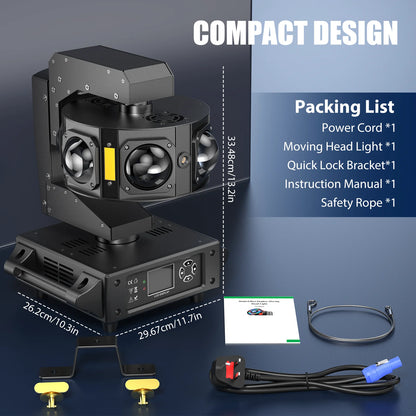 Movingheadlicht – Discolamp – Podiumverlichting – DJ Licht – Beam Spot – 160W LED – 540° Draaibereik – DMX512 & Geluidsbesturing