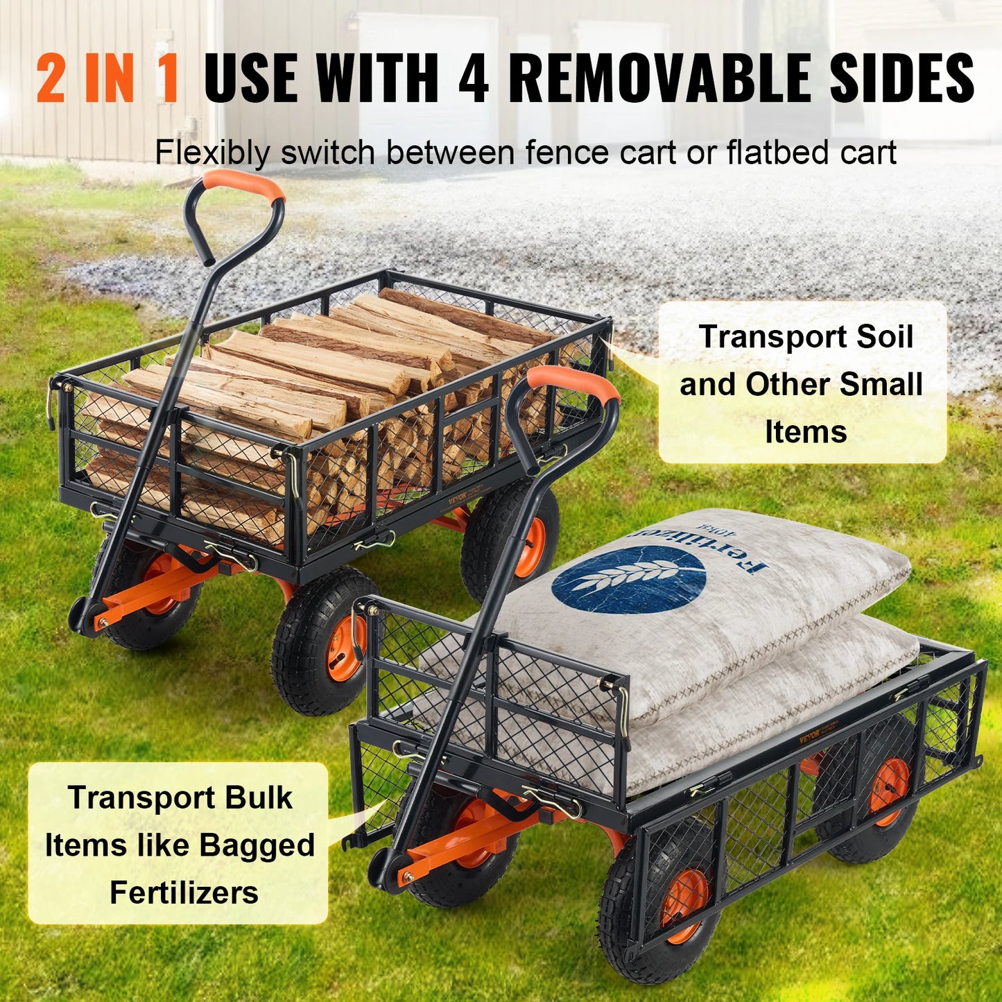 Tuinwagen - Relaxdays Bolderkar Luchtbanden - 400lbs - Transportkar Staal - Bolderwagen - Tuinkrukje - Duurzaam Metalen Frame - Zwart